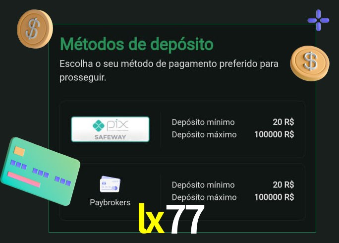 O cassino lx77 oferece uma grande variedade de métodos de pagamento
